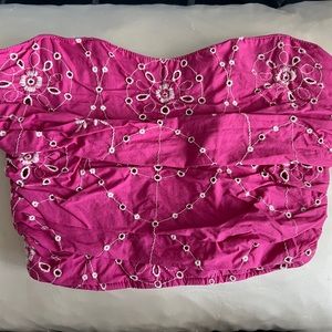 Zara Embroidered Eyelet Corset Top